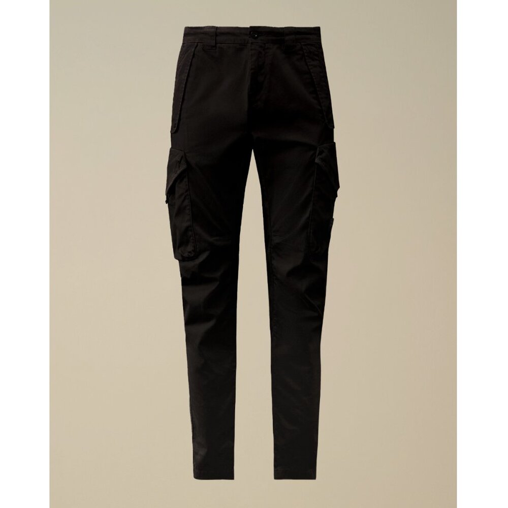 CP Company Stretch Sateen Utility Cargo Lens Pants Black - Crop